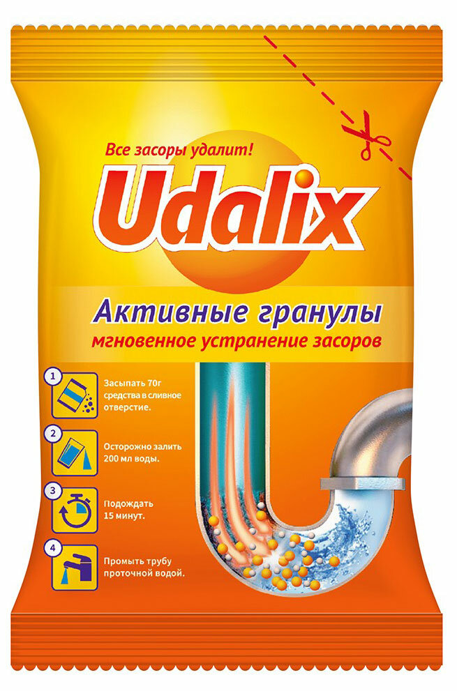 Udalix Средство для удаления засоров в трубах Udalix, 70 гр - фотография № 9