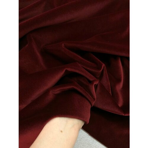 Ткань Бархат бордового цвета Италия ткань бархат хлопковый коричневого цвета италия