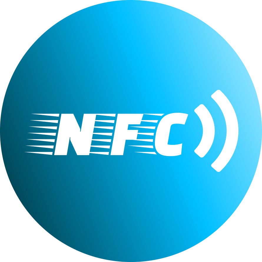 NFC Метка | NFC Наклейка белого цвета с синими буквами 5 штук