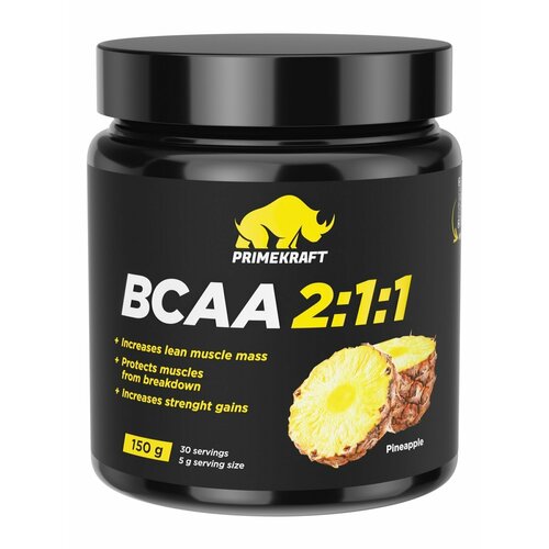 PRIMEKRAFT Аминокислотный комплекс BCAA 2:1:1 со вкусом ананас, 150 г жидкий аминокислотный комплекс со вкусом клюквы 20х25мл fit rx bcaa 1000 20 шт