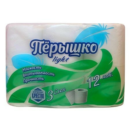 Туалетная бумага Перышко Light белая 12 рулонов 3 слоя - фото №3
