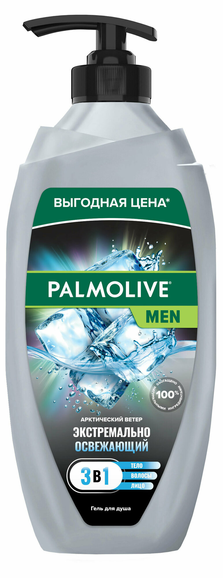 Гель для душа Palmolive Men Арктический ветер 3 в 1 для тела лица и волос, 750 мл