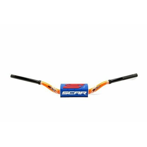 Руль Scar O2 28.6 (1 1/8) Mcgrath-Short Style KTM оранжевый с синей подушкой