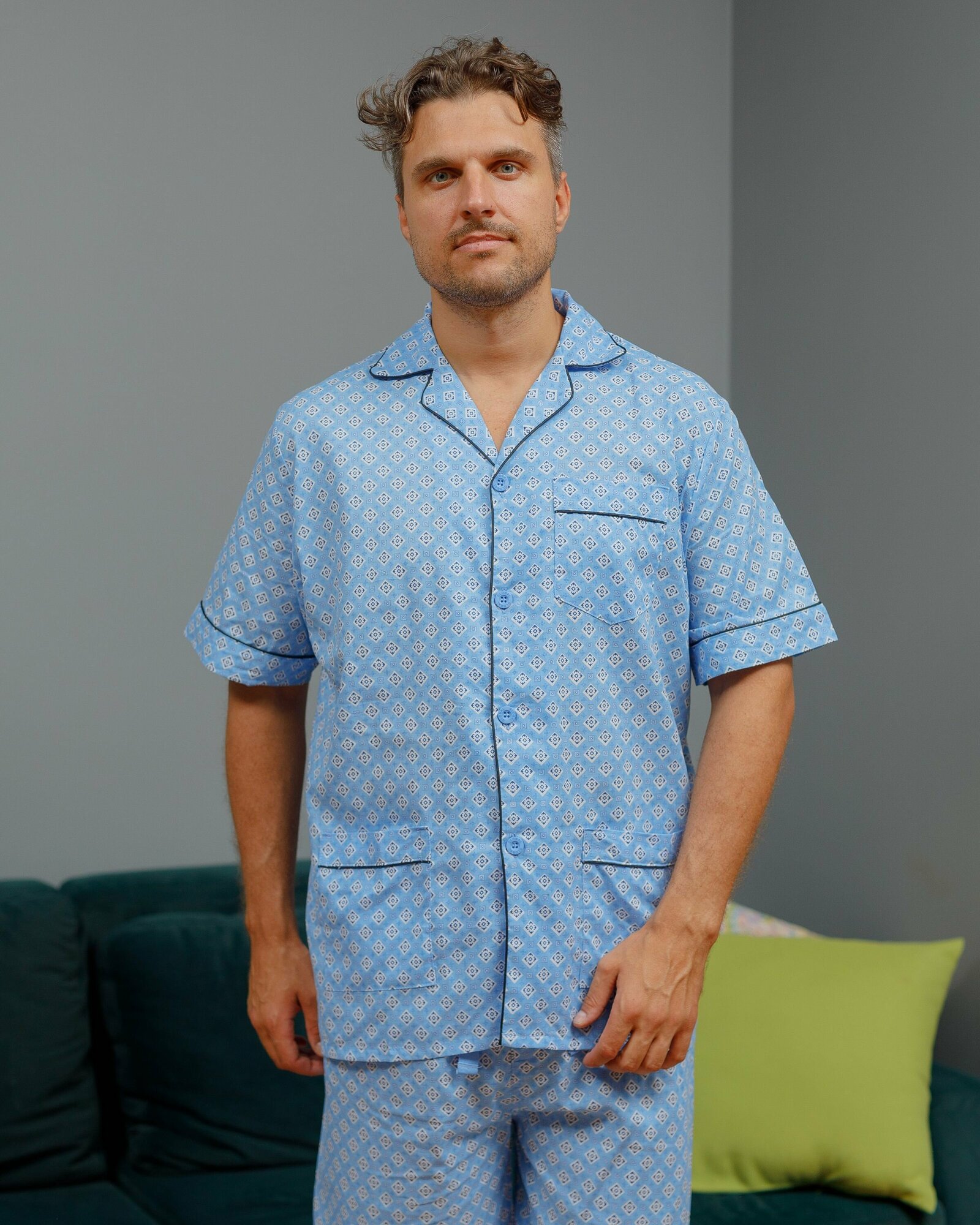 Пижама мужская с шортами хлопок Global_размер 50 - фотография № 9