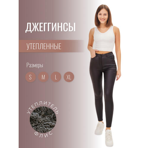 фото Брюки леггинсы , демисезон/зима, прилегающий силуэт, повседневный стиль, стрейч, утепленные, размер 46, черный monique