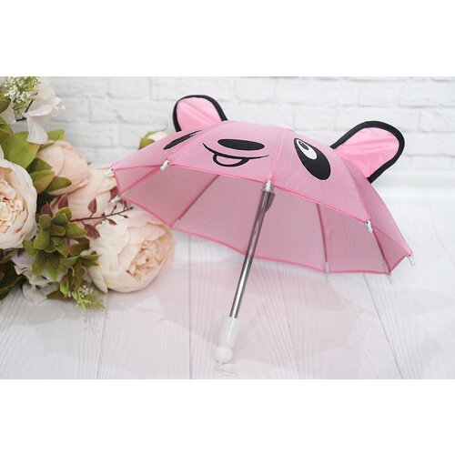 фото Реалистичный зонтик "панда" для кукол, длина 22 см, розовый favoridolls
