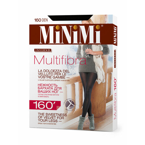 Колготки MiNiMi Multifibra, 160 den, размер 7, черный