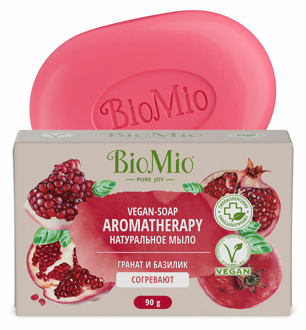 BioMio BIO-SOAP Натуральное мыло. Гранат и базилик (x3), 90 г