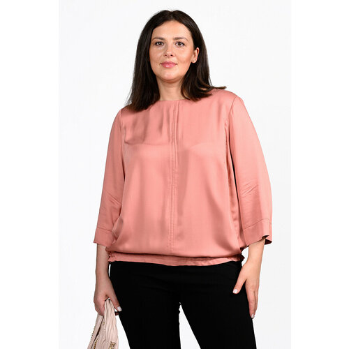 Блуза  SVESTA, повседневный стиль, свободный силуэт, укороченный рукав, однотонная, размер 64, розовый