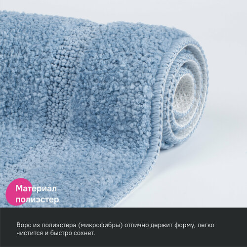 фото Набор ковриков для ванной комнаты, 65х45 + 45х45, микрофибра, голубой, iddis promo (pset04mi13)