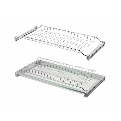 Сушилка для посуды в модуль 600 мм, с доп. прутком жесткости, глубина 284-355 мм, 1 поддон, хром, Kalibra