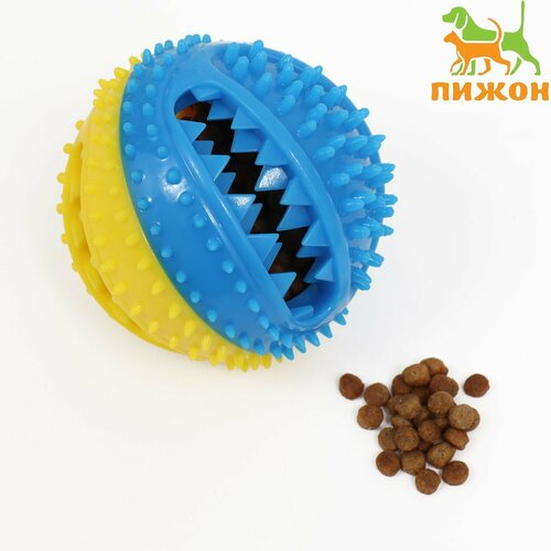 Шар под лакомства рельефный TPR 7 см жёлто-голубой 508₽