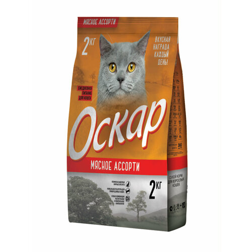 Сухой корм для кошек Оскар с мясным ассорти 2 кг 1шт х1уп 835₽
