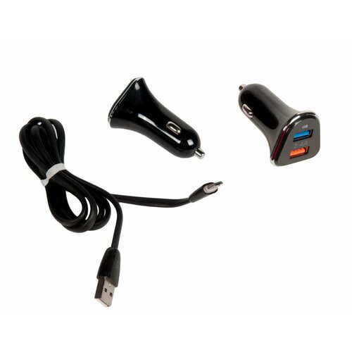 Car charging / Автомобильная зарядка (от прикуривателя) More choice AC22m, два разъема USB, кабель Micro USB, 2.4A, черный