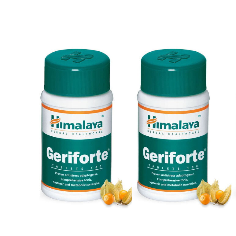 Таблетки Герифорте Хималая (Geriforte Himalaya), антиоксидант, антистресс и адаптогенный тоник, усиление иммунитета, 2х100 таб.