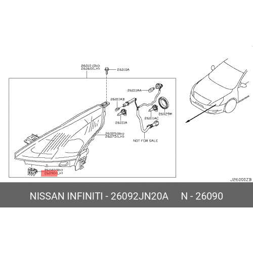 Nissan/infiniti 26092JN20A Кронштейн фары