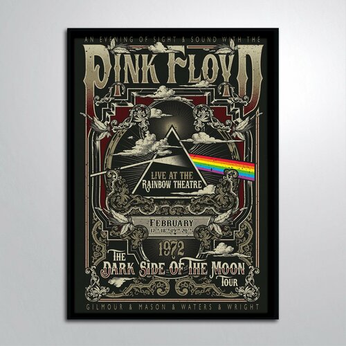 Постер в раме/Постер для интерьера/Pink Floyd The Dark Side Of The Moon 1972 Пинк Флойд Альбом Темная Сторона Луны Endorphin Poster