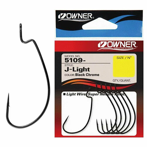 фото Крючок офсетный owner 5109 bc №3/0 j-light hook (6шт.)