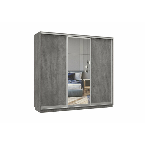 Шкаф-купе Би-Мебель Асель с 1 зеркалом бетон 240х45х220 см