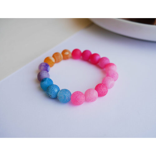 фото Браслет, агат, размер 15.5 см, размер s, синий, фиолетовый saimon_znaet