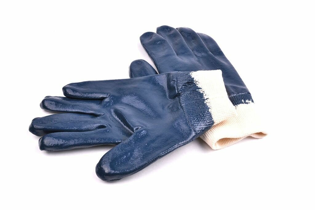 Перчатки синие с нитриловым покрытием