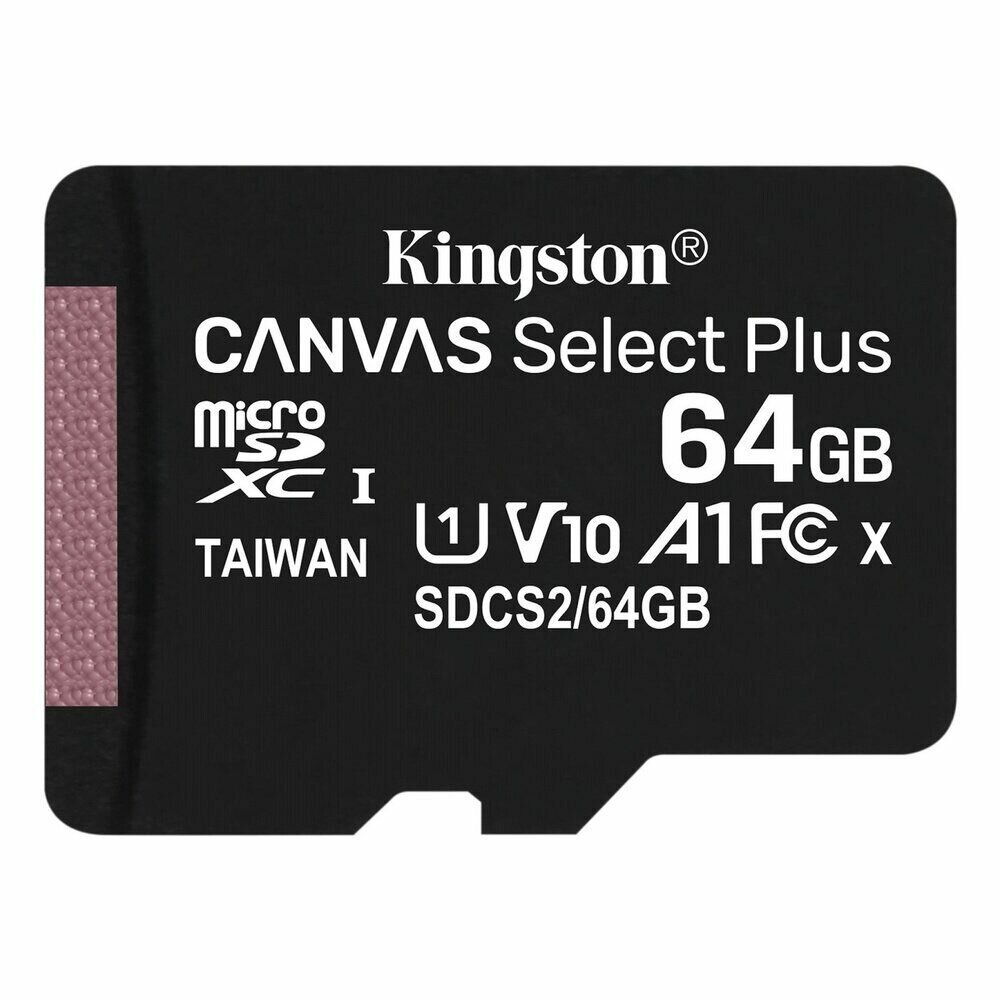 Карта памяти Kingston microSDXC 64 ГБ Class 10, V10, A1, UHS-I U1, R 100 МБ/с