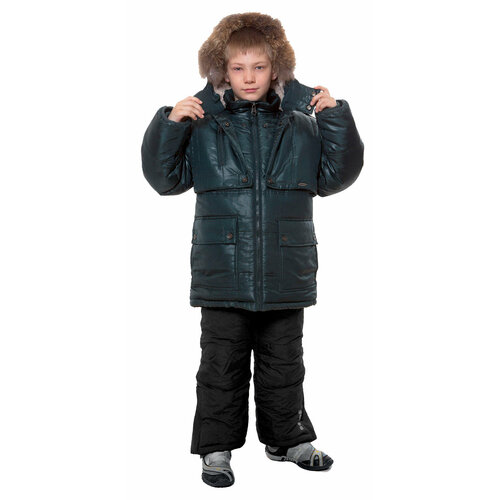 Куртка Velfi зимняя, средней длины, карманы, водонепроницаемость, утепленная, ветрозащита, капюшон, размер 122, зеленый