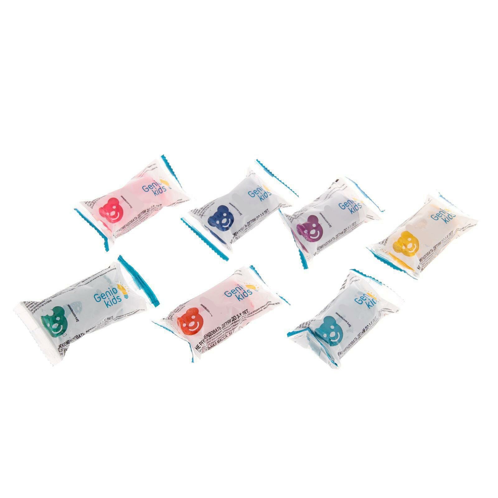 Тесто-пластилин для лепки Genio Kids МИКС, мягкий, натуральный, 50 г, набор 60шт