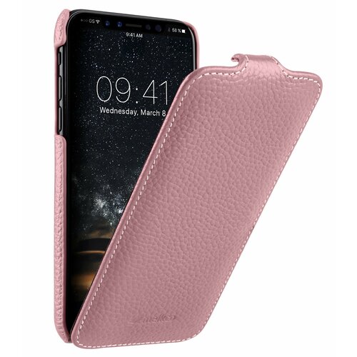 фото Кожаный чехол melkco для apple iphone x/xs - jacka type - розовый