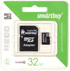 Карта памяти micro SDHC Smartbuy 32GB Class 10 (с адаптером SD)