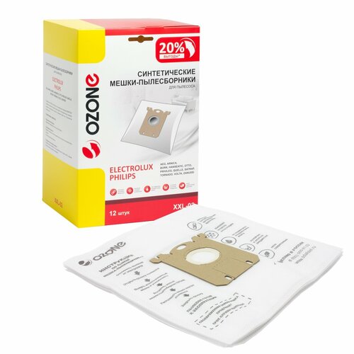Пылесборники синтетические многосл 12ШТ ELECTROLUX AEG PHILIPS TORNADO VOLTA ZANUSSI OZONE 1890₽
