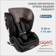 Автокресло детское Siger Гранд IsoFix от 9 до 36 кг, серое