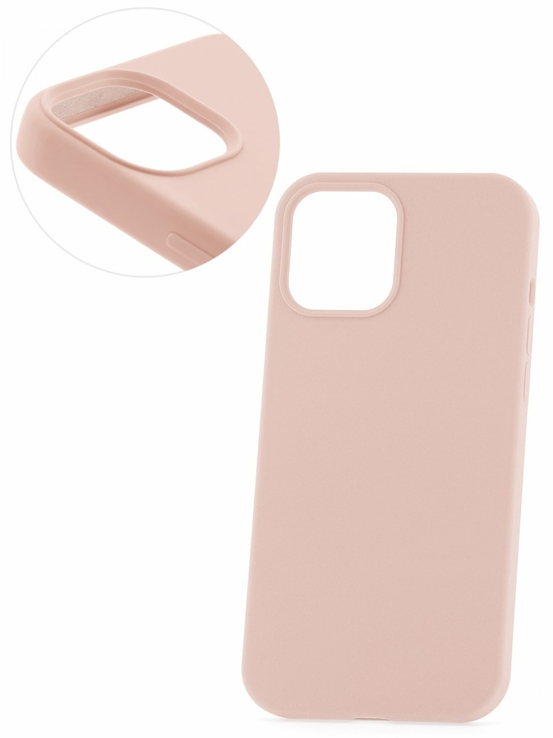 Чехол для iPhone 12 Pro Max Kruche Silicone Pink sand, противоударный пластиковый кейс, защитный силиконовый бампер, софттач накладка с защитой камеры