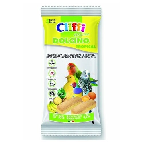 Cliffi - Лакомства для Птиц: яичный бисквит с тропическими фруктами (Dolcino per ucсelli tropical) 35g