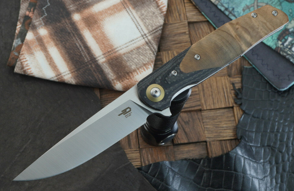 Складной нож Bestech Knives Ascot, сталь 14C28N, сатин, рукоять карбон/G-10/древесина BG19D