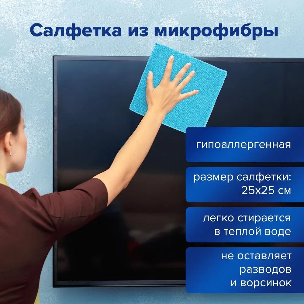 Набор 2-в-1: чистящее средство/жидкость-спрей + салфетка для экранов/мониторов всех типов