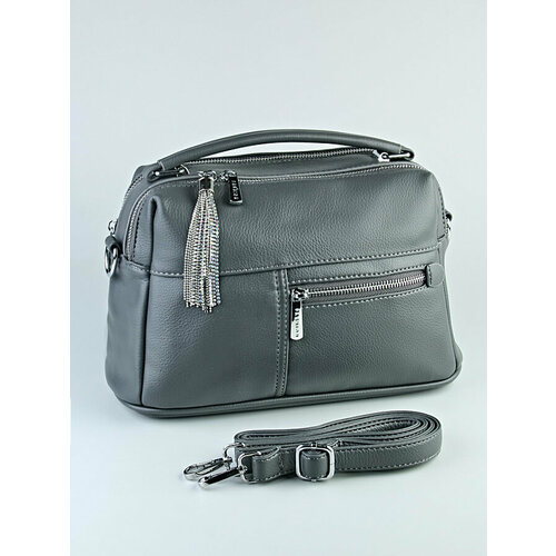 фото Сумка кросс-боди , фактура зернистая, серый adafman