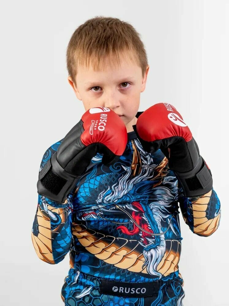 Перчатки RUSCO SPORT для рукопашного боя, тренировочные, снарядные для соревнований и выступлений, красные, 12 унций