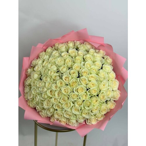 Букет из ароматной белой розы - 101 штука, высота 60 см