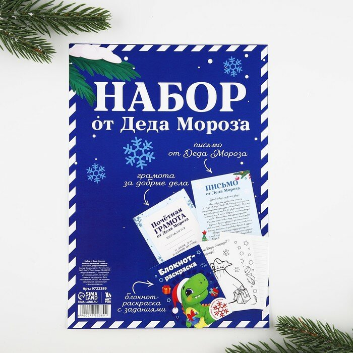 Подарочный набор: блокнот-раскраска грамота письмо от Дедушки Мороза «Дино» 9722389