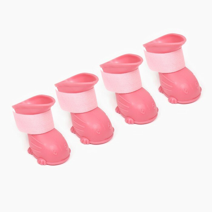 Ботинки для собак, резиновые, набор 4 шт, размер S , розовые 9776420 - фотография № 1