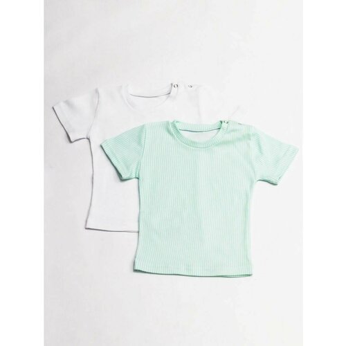 Футболка Камелия, комплект из 2 шт., размер 80,86-52, зеленый, белый