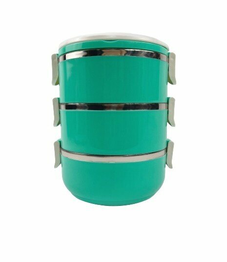 фото Ланч-бокс 3 ярусный / Термос для еды Lunch Box 2,25 L (бирюзовый)