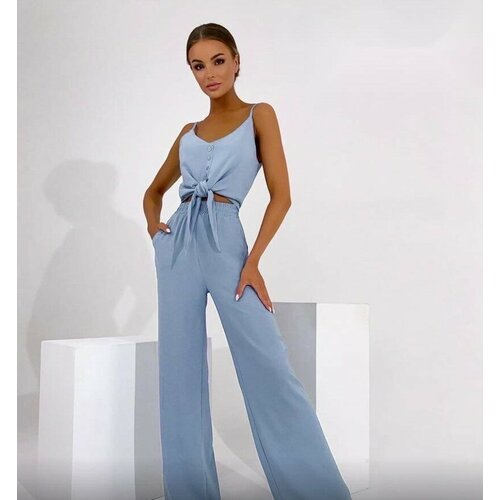 Костюм, размер 48, голубой, желтый