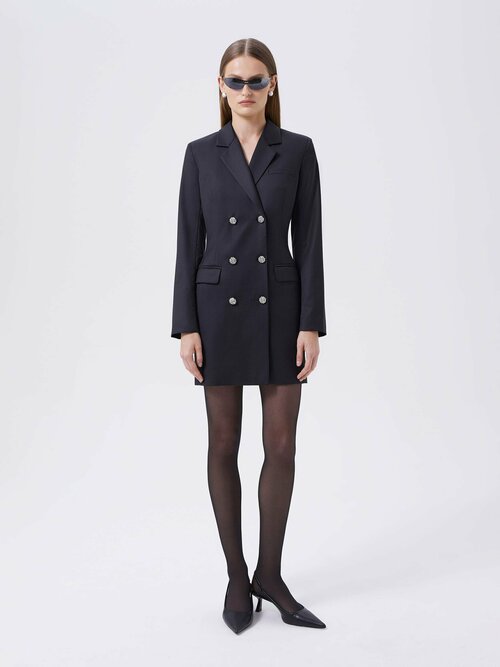 Платье-пиджак PATRATSKAYA, вискоза, в классическом стиле, полуприлегающее, мини, размер XL, черный