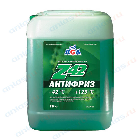 Антифриз AGA зеленый (-42/+123) готовый 10 кг AGA AGA050Z | цена за 1 шт