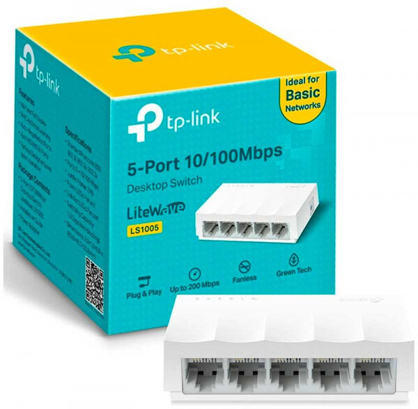 Коммутатор TP-LINK LS1005 (5 портов Ethernet 10/100 Mbps, неуправляемый) (LS1005)