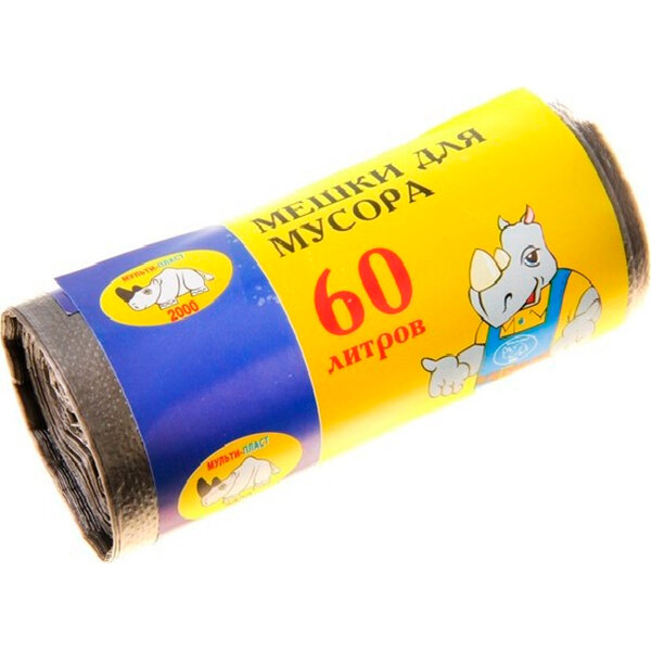 фото Мешки для мусора Мультипласт 60л/30шт рулон (8мкм) ПНД арт.960119