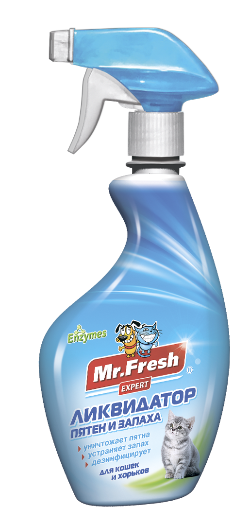 Mr. Fresh Expert Ликвидатор запаха 3в1 для кошек и хорьков, 500 мл