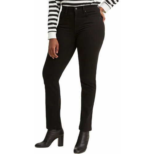 фото Джинсы зауженные levi's women 724 high rise straight jeans, размер 23/28, black sheep